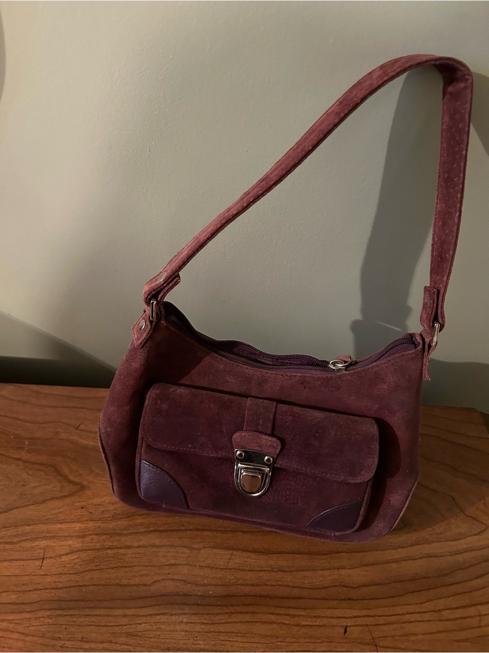 Wilsons Leather Plum Suede Mini Shoulder Bag